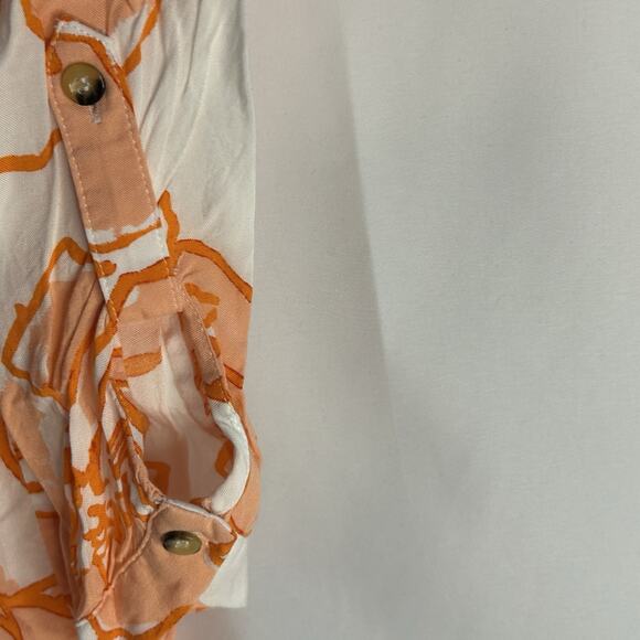 Maeve Anthropologie Floral Pintucked Button Front Blouse White And Orange Small - Picture 7 of 7